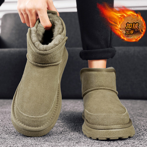 雪地靴男款冬季加绒保暖东北棉鞋防水防滑皮毛一体零下40度面包鞋 - 图0