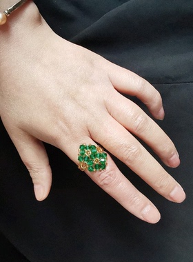 DIY串珠纯手工制作双花多色戒指