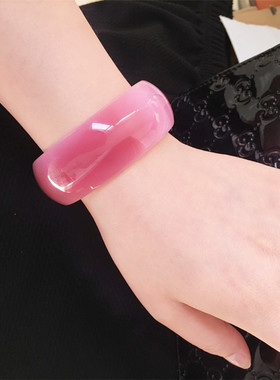 天然水晶首饰粉红色手镯优雅链圈