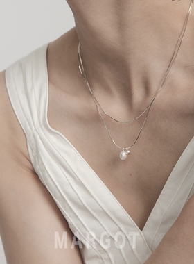 Margot手作925纯银叠戴珍珠项链