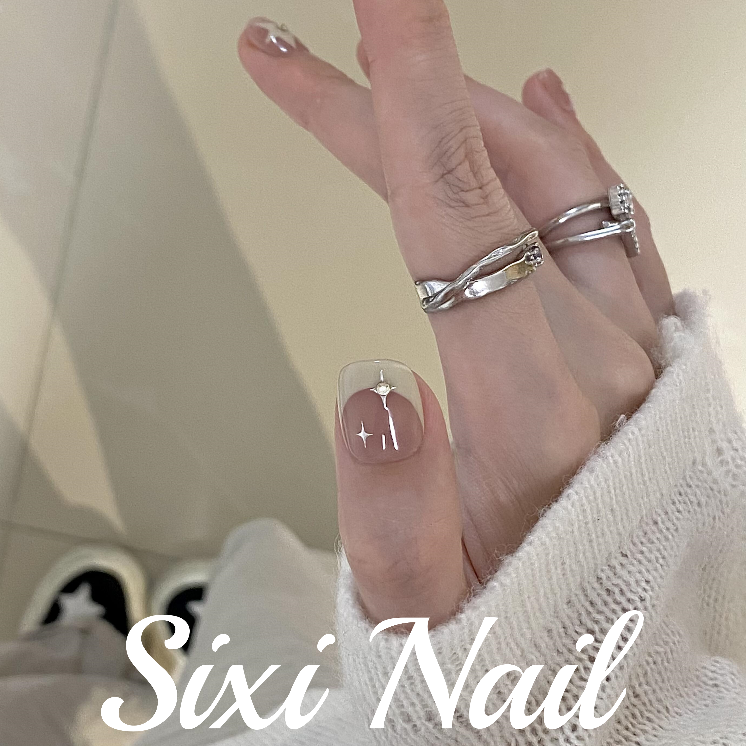 法式手绘星星ins风纯手工穿戴甲多巴胺高级感显白美甲贴片假指甲,淘宝优惠券,粉丝福利购,淘宝优惠卷