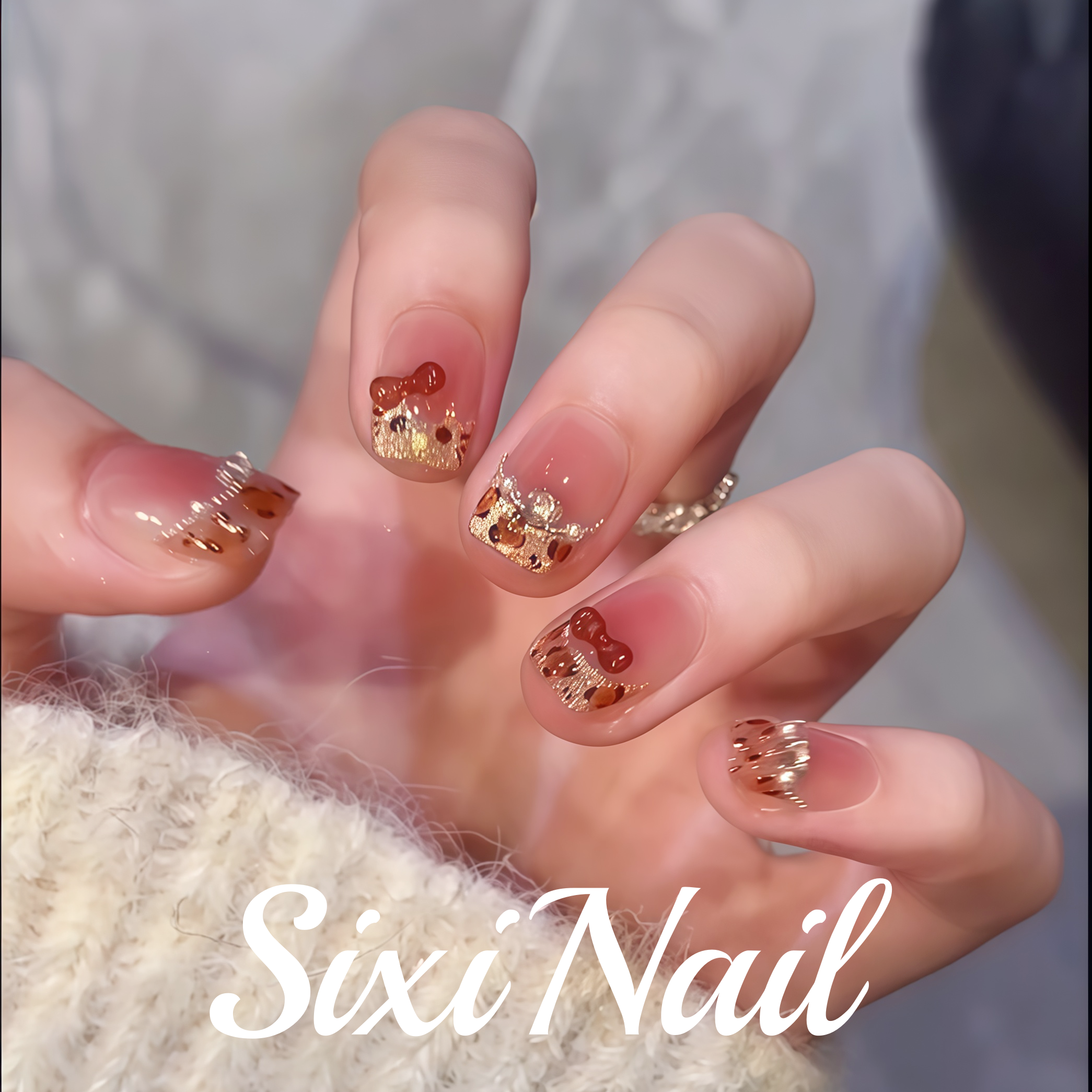 手绘豹纹kitty猫眼纯手工穿戴甲氛围少女显白指甲美甲贴片假指甲,淘宝优惠券,粉丝福利购,淘宝优惠卷