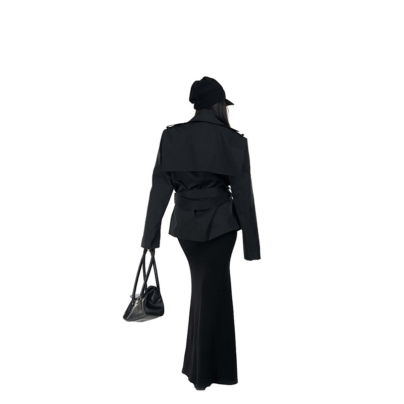 PEMPL·伦敦长廊 翻领短款风衣女春新款收腰绑带宽松英伦廓形外套,淘宝优惠券,粉丝福利购,淘宝优惠卷