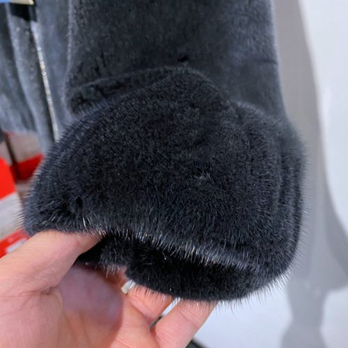 冬装 蓝灰 连帽拉链 水貂 保暖 百搭通勤 休闲 男士皮草 裘皮 - 图0