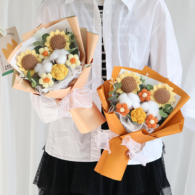 手工编织花束成品向日葵仿真花圣诞节送老师妈妈女生闺蜜生日礼物