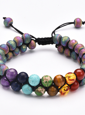 火山石玛瑙石手链情侣欧美