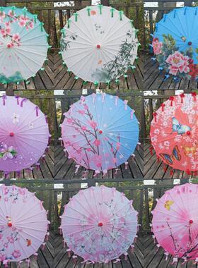 防雨紫色中国风户外装饰绸布伞