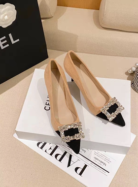 新款水钻鞋扣百搭高跟鞋DIY