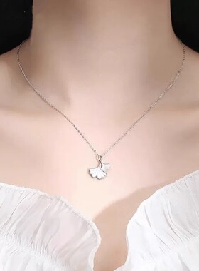 S999纯银银杏叶三生有幸锁骨链