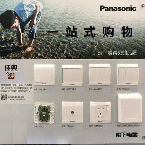 松下开关插座正品佳典纯系列86单开双开五孔电源插座电视电话插座 - 图0