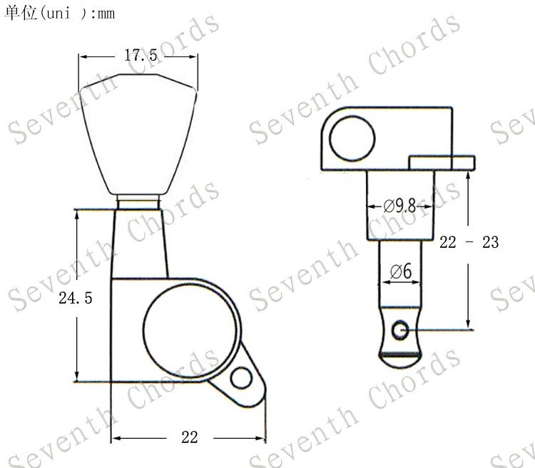 民谣吉他弦钮 全封闭电吉他琴弦钮扭 弦准旋钮上卷弦器 梯形手柄 - 图3