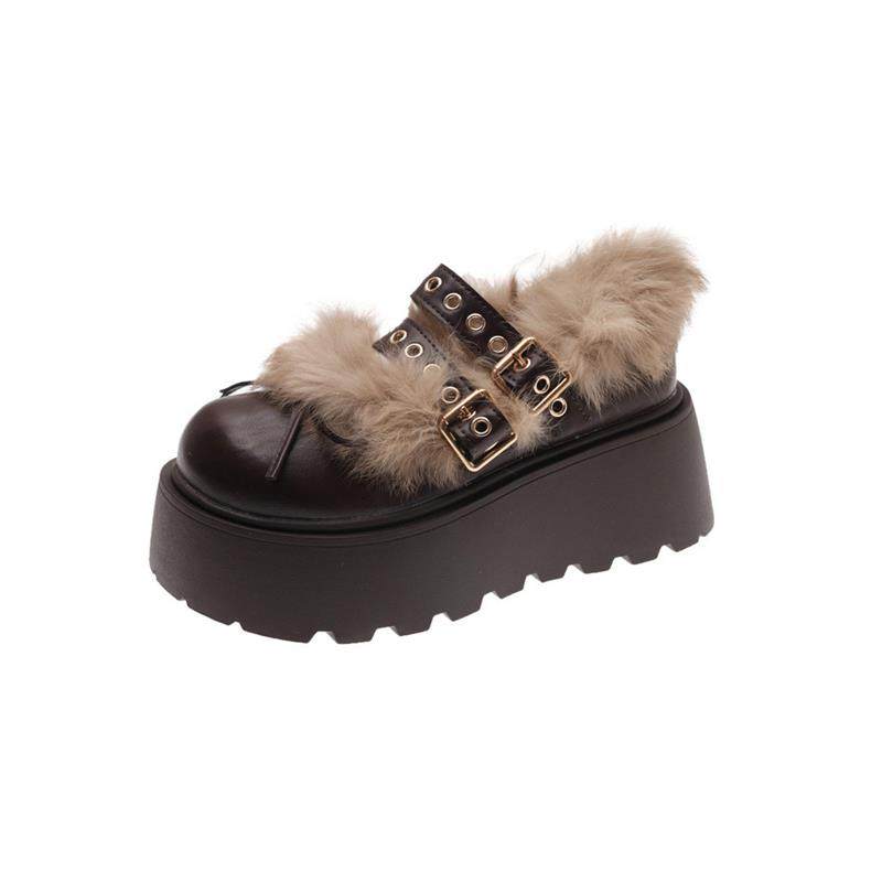 7CM厚底加绒玛丽珍小皮鞋女2026冬新款增高棉鞋保暖毛毛鞋乐福鞋,淘宝优惠券,粉丝福利购,淘宝优惠卷