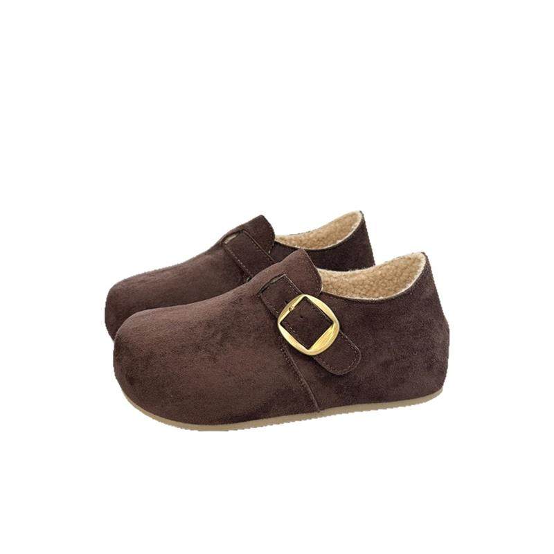 森系复古丑萌平底勃肯鞋女2026年新款加绒保暖一脚蹬休闲豆豆鞋,淘宝优惠券,粉丝福利购,淘宝优惠卷