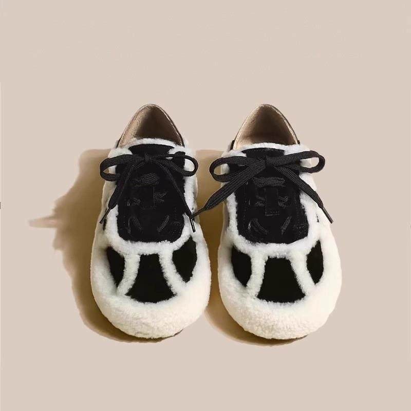 加绒雪地棉毛毛鞋女2026新款秋冬季系带休闲鞋百搭羊羔毛豆豆鞋,淘宝优惠券,粉丝福利购,淘宝优惠卷