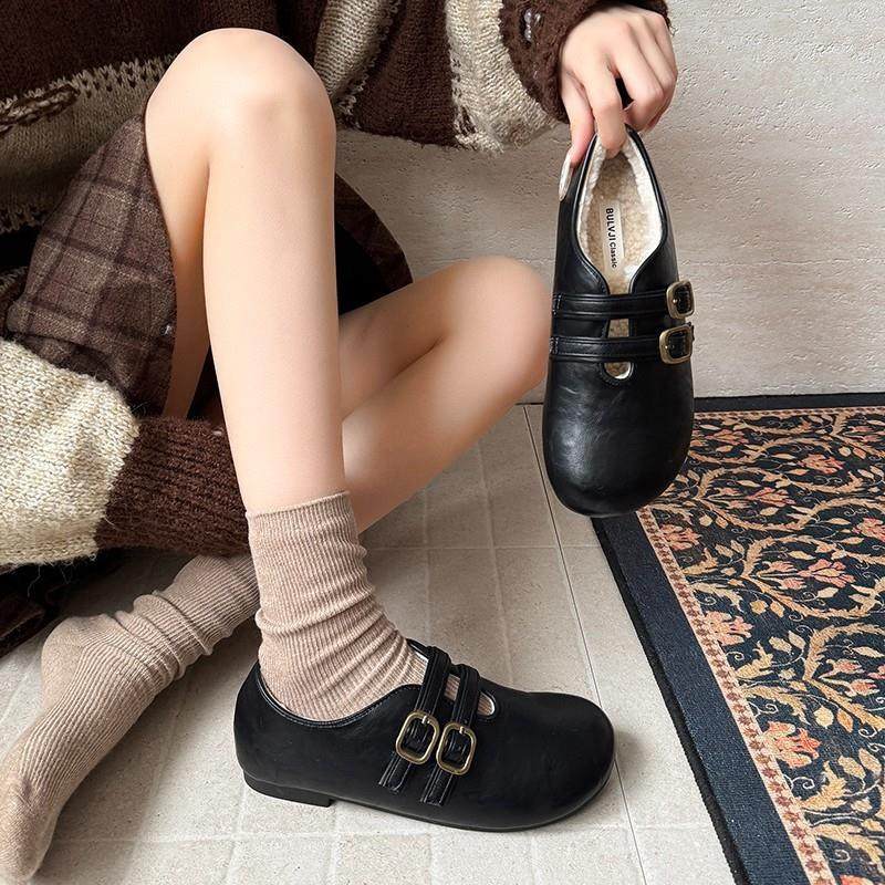 法式丑萌复古加绒保暖平底勃肯鞋女款2026新款冬季英伦风加厚棉鞋,淘宝优惠券,粉丝福利购,淘宝优惠卷