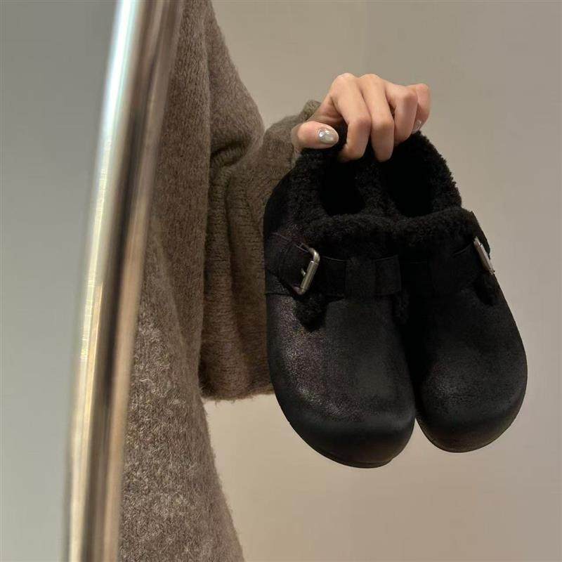厚底加绒毛毛鞋女外穿2026冬季新款一脚蹬全包勃肯鞋休闲乐福棉鞋,淘宝优惠券,粉丝福利购,淘宝优惠卷