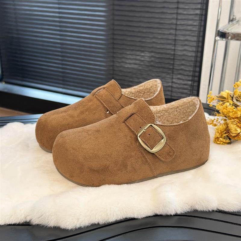 森系复古丑萌平底勃肯鞋女2026年新款加绒保暖一脚蹬休闲豆豆鞋,淘宝优惠券,粉丝福利购,淘宝优惠卷