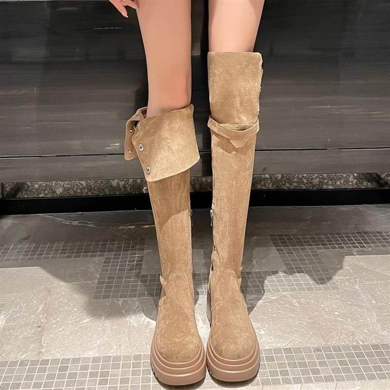 2026新款复古小个子西部靴女秋冬加绒过膝长靴棕色长筒靴骑士靴子,淘宝优惠券,粉丝福利购,淘宝优惠卷