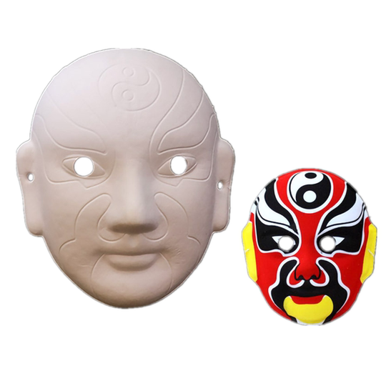 Máscara facial con sangría, jardín de infantes creativo pintado a mano, bricolaje para niños, patrimonio cultural intangible, ópera de Pekín, pulpa de papel de embrión blanco de estilo chino