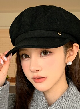 秋冬英伦铆钉显脸小报童帽女款