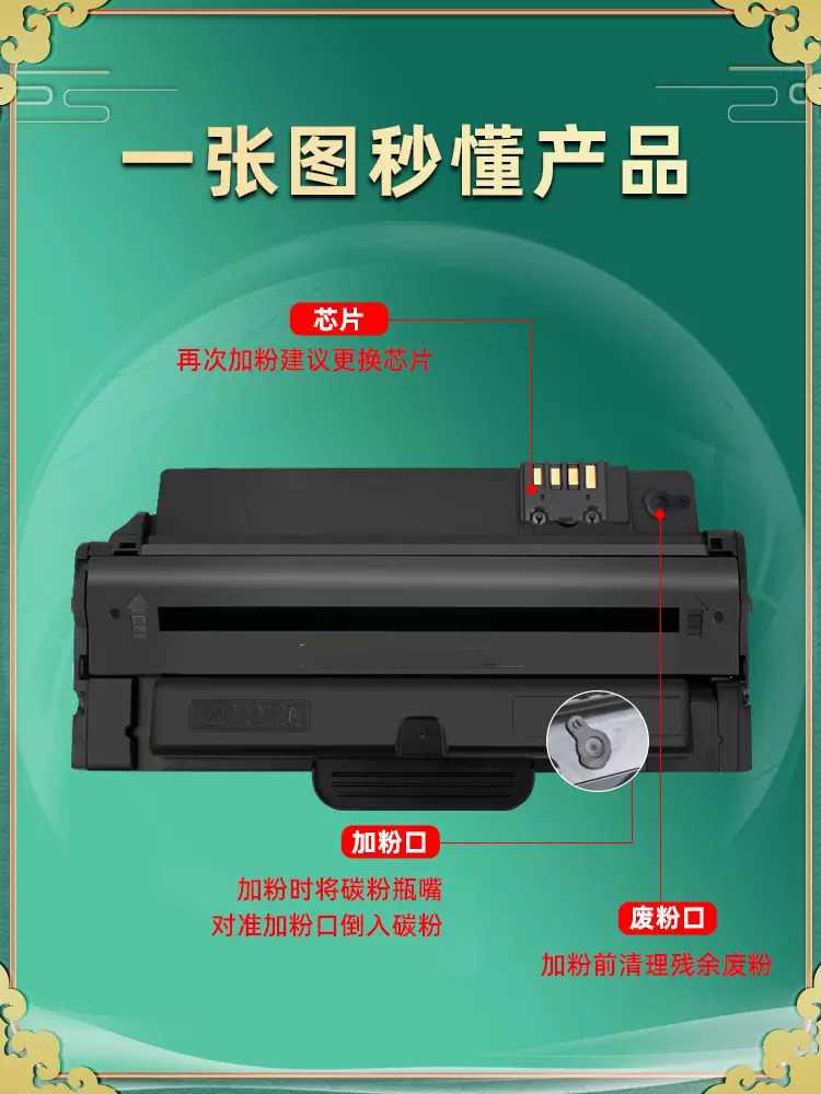 MLT-D1053S易加粉硒鼓105L通用三星scx4600打印机4601墨盒4623粉盒ML1910晒鼓1911碳粉盒2526 2581mltd SF651 - 图1