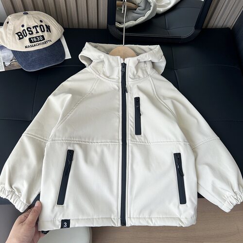 儿童秋冬复合一体绒冲锋衣中大童连帽防风保暖登山服100-160码段 - 图1