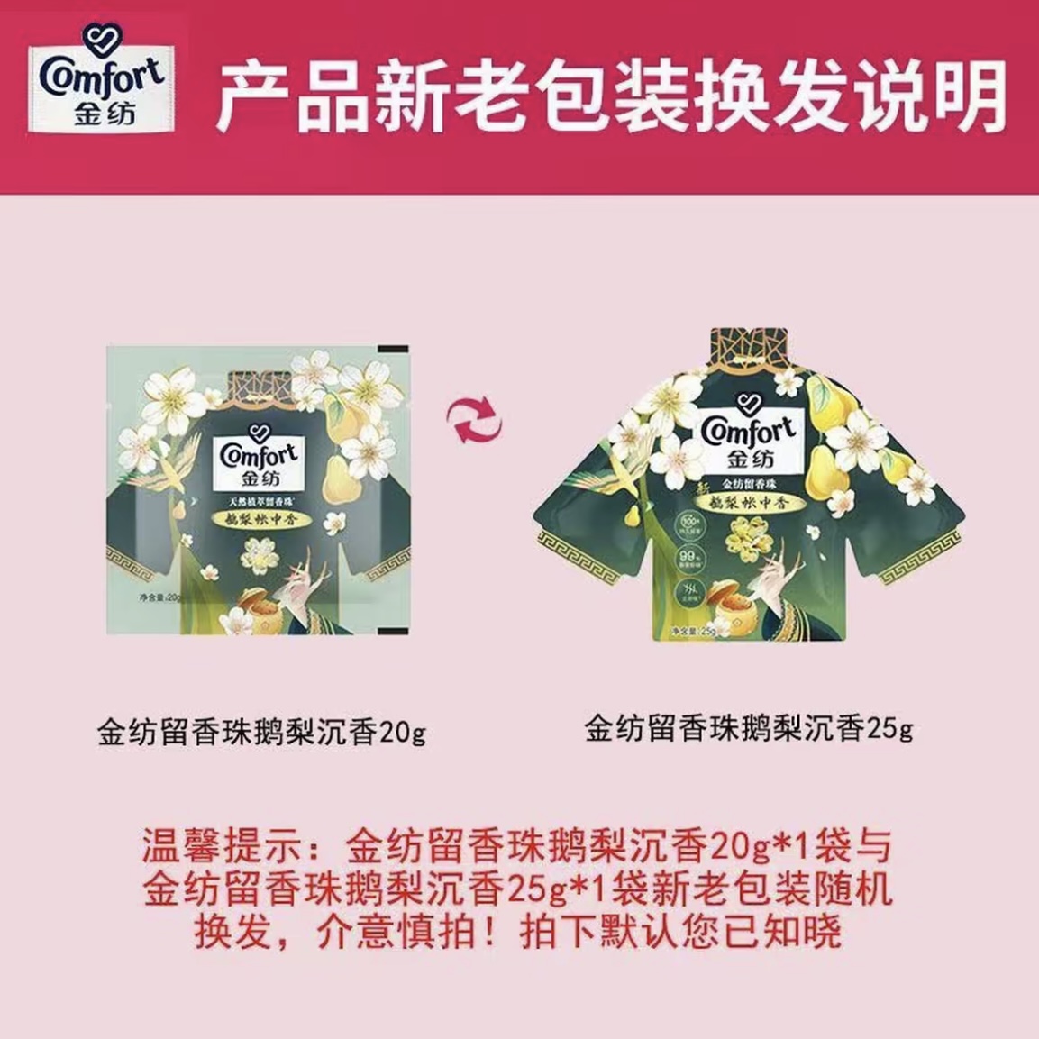 金纺留香珠雨前龙井茶香鹅梨帐中香20g护衣柔顺留香洗衣家庭袋装 - 图0