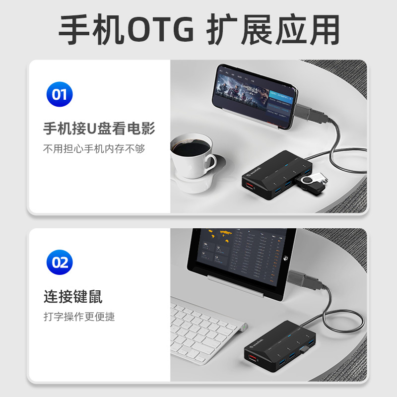 usb3.0四口集线器分线器高功率电源接口高速扩展转换器睿因3042P1 - 图2