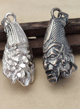 s925银熊牙套镶嵌大号熊虎牙套托个性男士防裂银饰小动物银饰