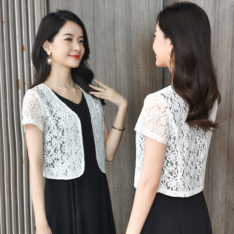 镂空蕾丝短袖小披肩搭配旗袍夏裙子 mfaithful蕾丝衫/雪纺衫