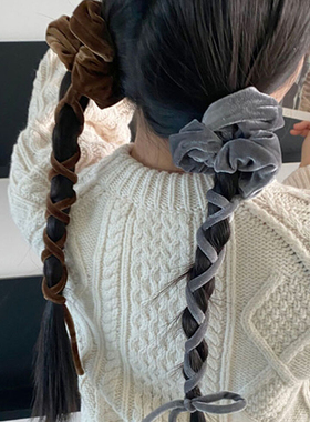 丝绒飘带蝴蝶结双马尾大肠圈头绳