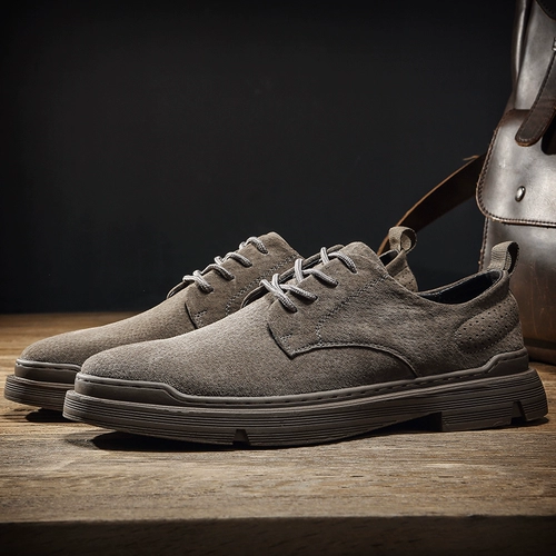 Мужские кожаные туфли, замша, мягкая поверхность, мягкая подошва, модные туфли в стиле ретро, весенние повседневные, универсальные британские ботинки Martin с низким берцем, мужская обувь, натуральная кожа