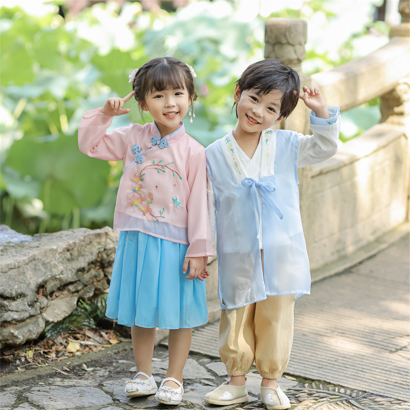 童装汉服女童中国风儿童唐装演出服小女孩古装套装春夏季改良秋款