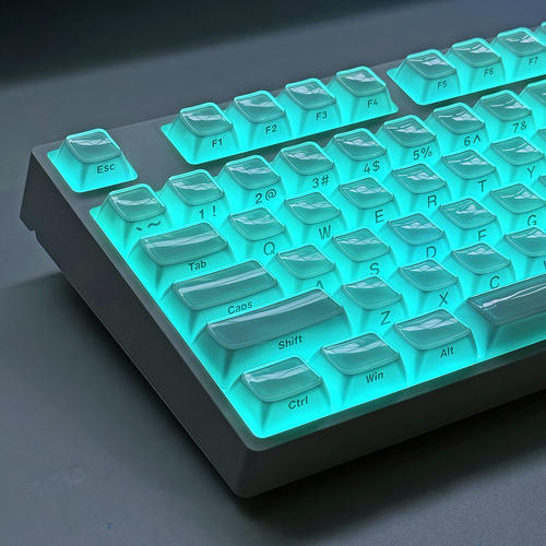 水晶果冻键帽白色侧刻OEM高度PC透明个性磁轴机械键盘键帽wooting - 图1