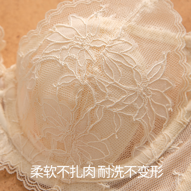 Lilymoda内衣胸大显小胸夏季薄款女法式纯欲文胸性感蕾丝聚拢套装 - 图1