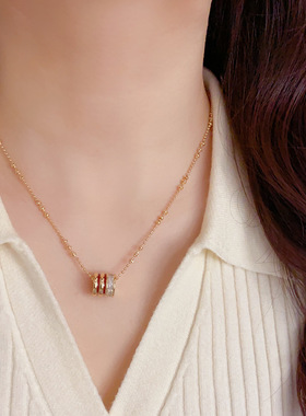 日韩精致时尚百搭镶钻红色小蛮腰项链个性轻奢复古简约设计感颈链