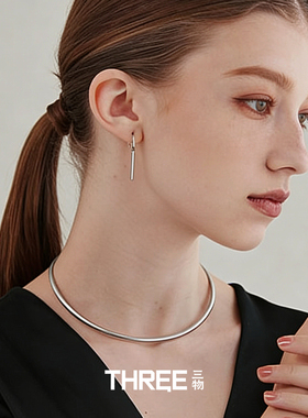 三物THREE~极简哑光金属开口女小众优雅感金色银色颈圈choker项圈