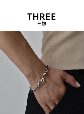 小众设计冷淡风气质简约腕饰百搭做旧质感手链S925纯银手饰