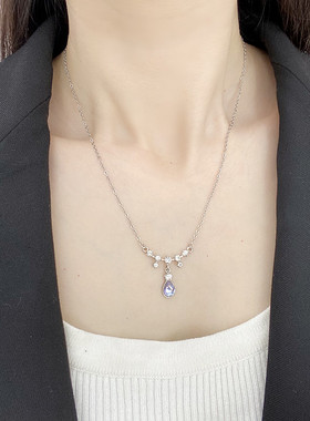 美人泪水滴锆石项链小众复古