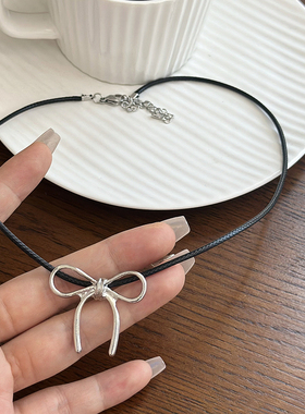 气质个性简约百搭蝴蝶结颈链金属