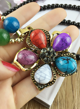 民族风手工串珠夸张挂件毛衣链