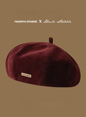新款帽子女生冬麂皮绒贝雷帽2026