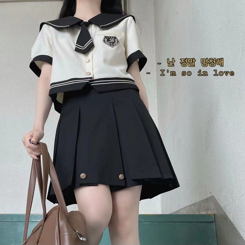 小萝莉日系学院风可盐可甜女学生水手服半身短裙班服校服套装女-图2