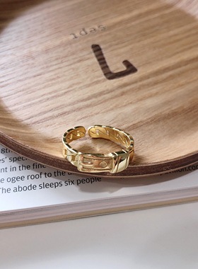 新款潮小众设计感皮带扣戒指女ins风食指戒S925银开口指环