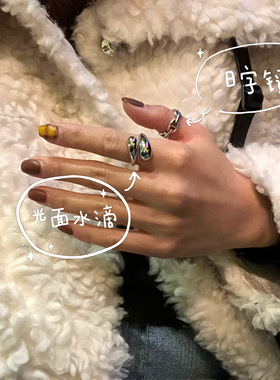 爆款猪鼻S925潮简约个性开口戒指女小众设计感食指戒