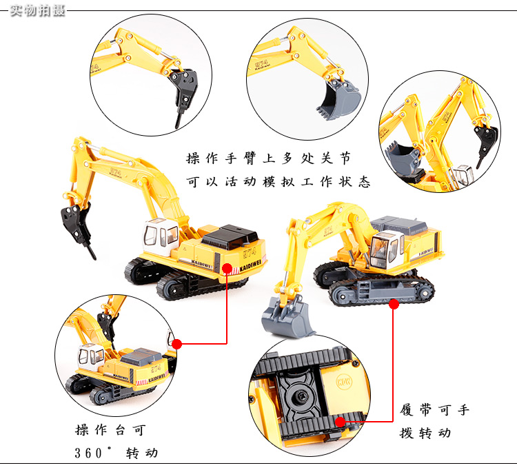 凯迪威工程运输挖掘救援货柜压路机洒水车翻斗车吊车合金车模玩具-图0