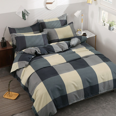 1全棉被套纯棉磨毛秋冬床单四件套简约单双人被罩1.8宿舍床上用品