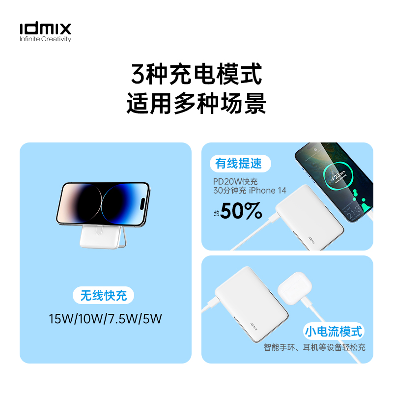 IDMIX充电宝磁吸支架电源折叠便携小巧迷你快充无线适用苹果华为-图2