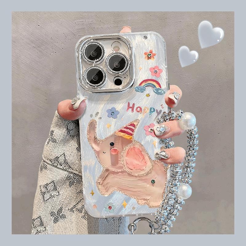 油画小象适用苹果iPhone16/15手机壳vivoX100s荣耀200新款OPPOReno12华为mate60pro全包Pura70女nova11小米14