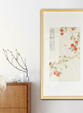 手绘真迹餐厅走廊楼梯有框工笔画